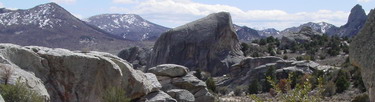 View of Elephant Rock and Twin Sisters granite formations